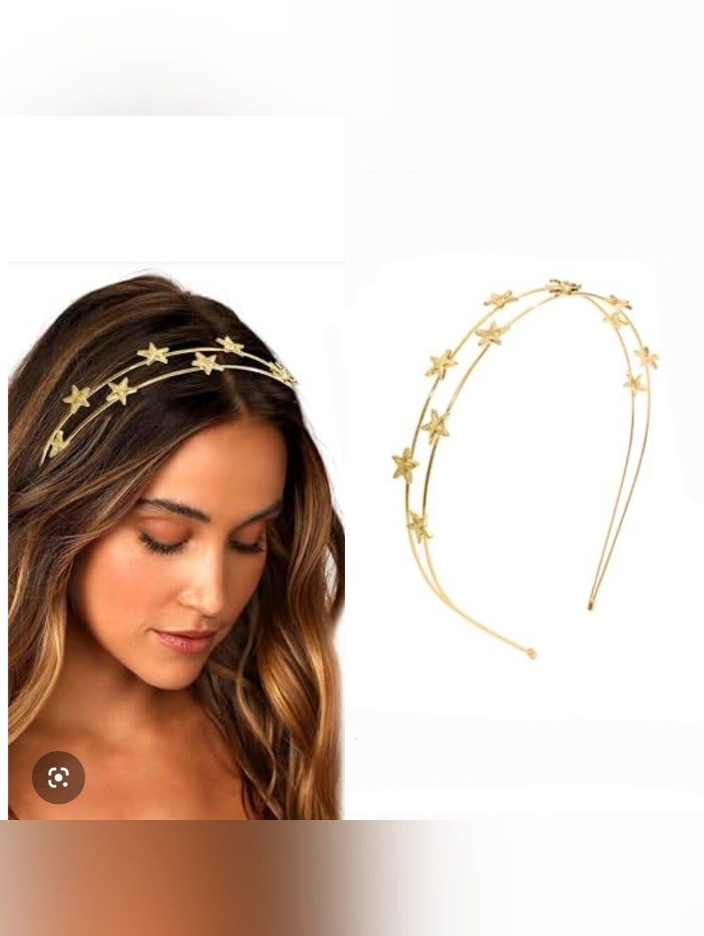 Double Row Gold Metal Star Headband BNIB